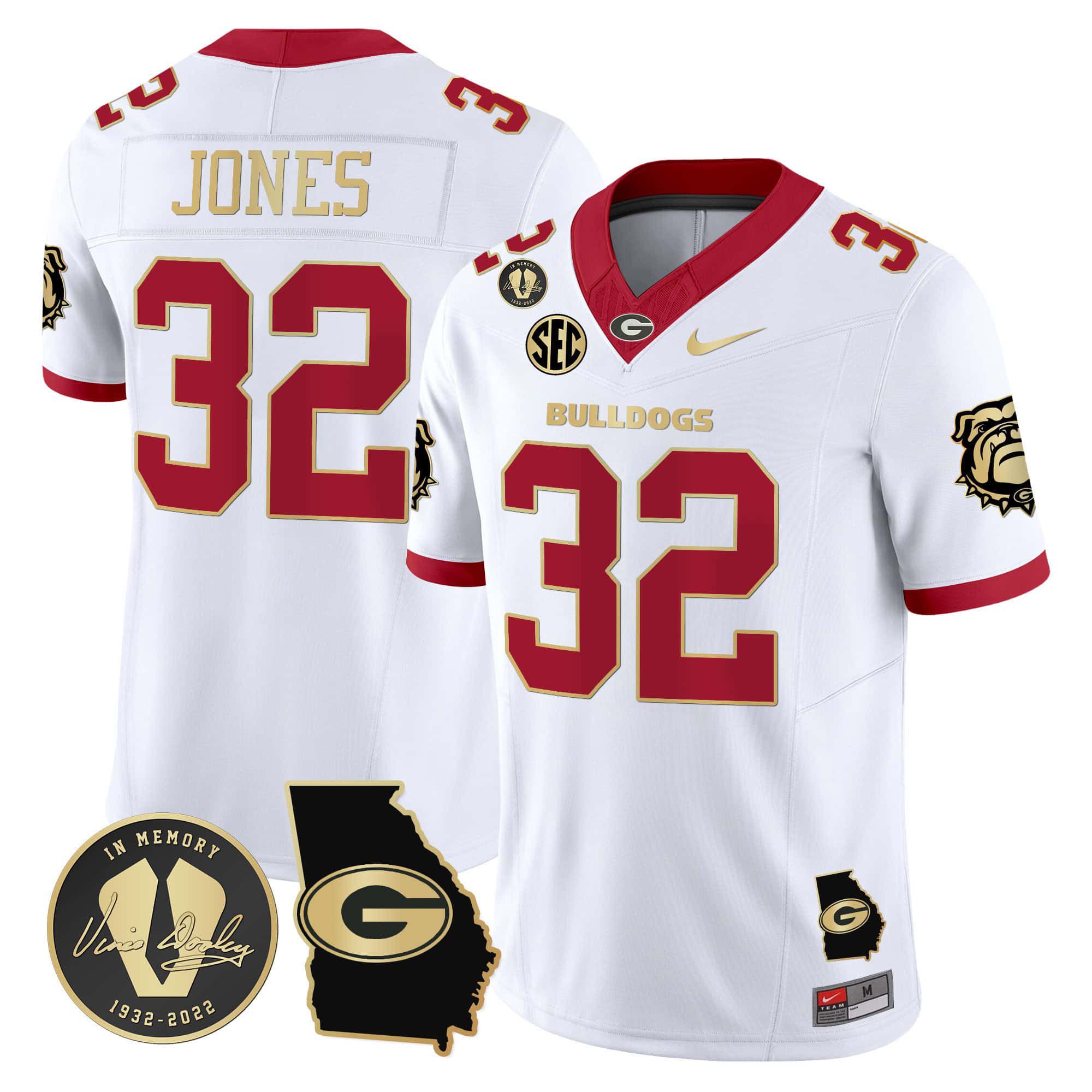 Men Georgia Bulldogs #32 Jones White 2024 Nike Vapor NCAA Jersey->customized nfl jersey->Custom Jersey